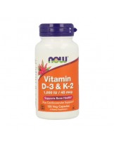 Now Vitamin D-3 & K-2 1000IU / 45mcg 120 cápsulas vegetais