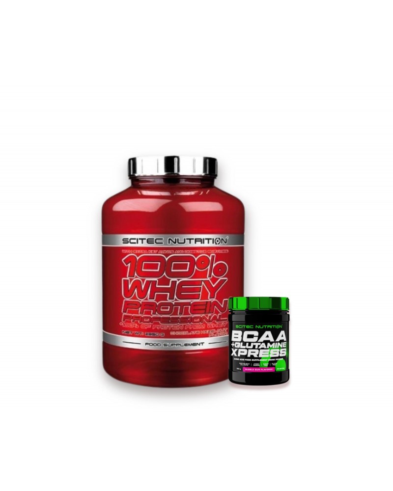 Scitec 100% Whey Protein Professional 5lb 2350g + BCAA + Glutamine Xpress 300g