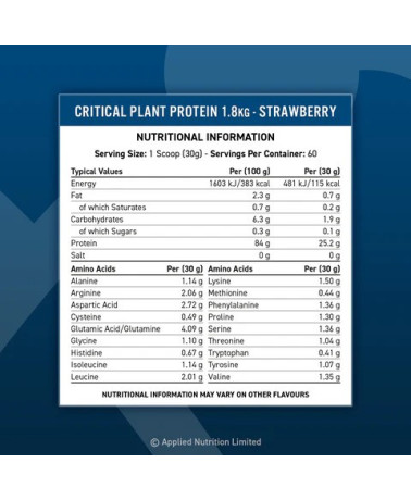 Applied Nutrition Critical Plant Protein - 1.8Kg