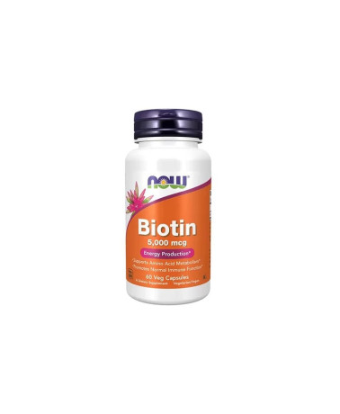 Now Biotin Vitamina H 5000ug 60  Veg Cápsulas