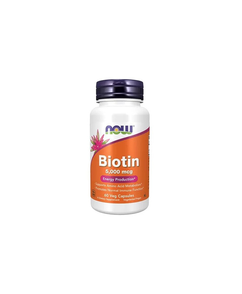 Now Biotin Vitamina H 5000ug 60  Veg Cápsulas