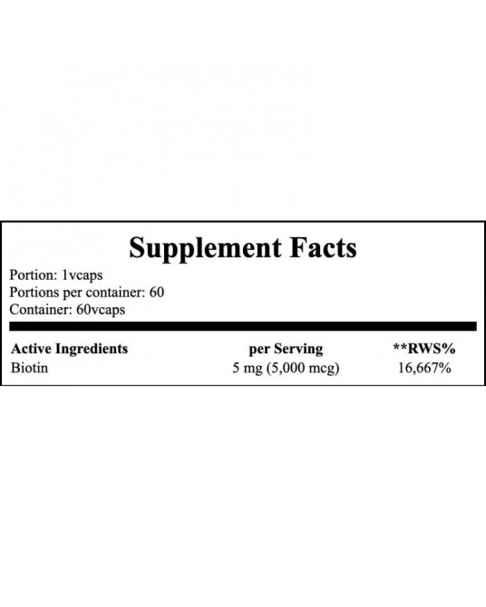 Now Biotin Vitamina H 5000ug 60  Veg Cápsulas