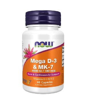 Mega D3 4000IU & K2 MK-7 180mcg - 60caps.