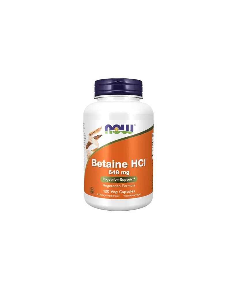 Now Betaine HCl 648mg 120 Cápsulas