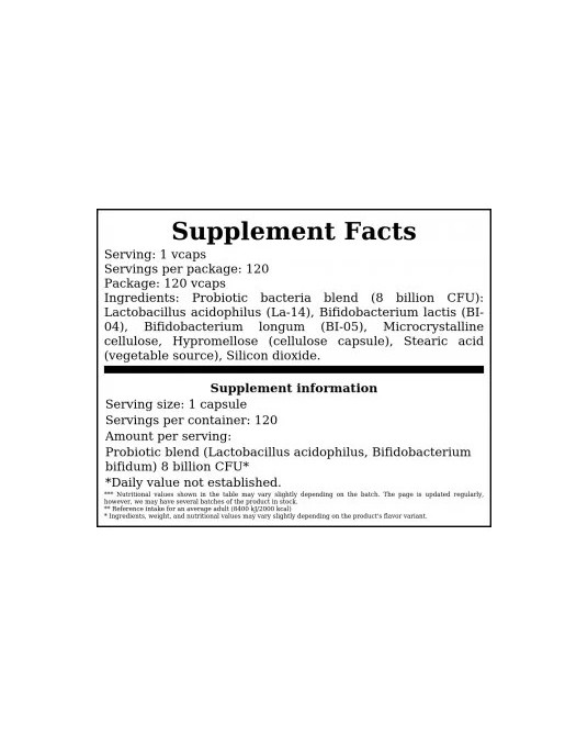 Now 8 Billion Acidophilus &amp; Bifidus 120 Cápsulas